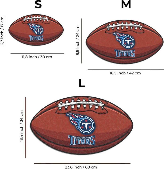 Actual product image Iconic NFL - Tennessee Titans– Football with Logo - Wooden Puzzle Size S (150 pieces) (150 pieces)