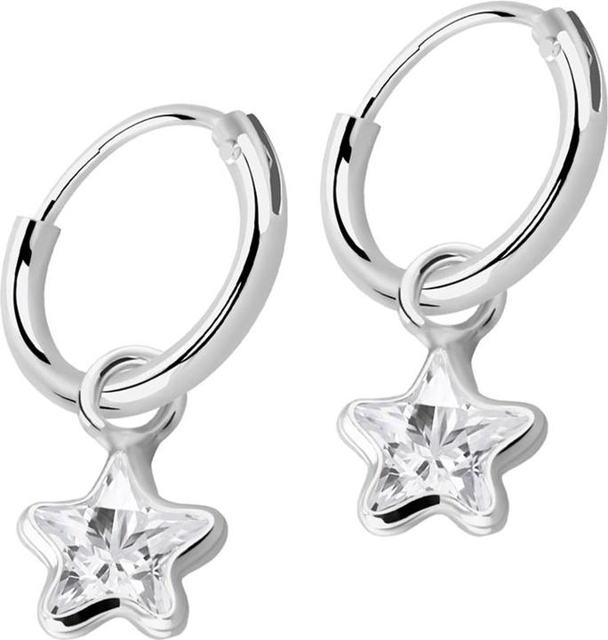 Star Piercing Ohrring silber rund Anhänger Stern Kristall silber (925 Sterlingsilber, ohne Messing)