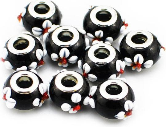 Produktbild Hermex Glas Bead versilbert 925 - Silbrig Schwarz (Glas, Silber 925)