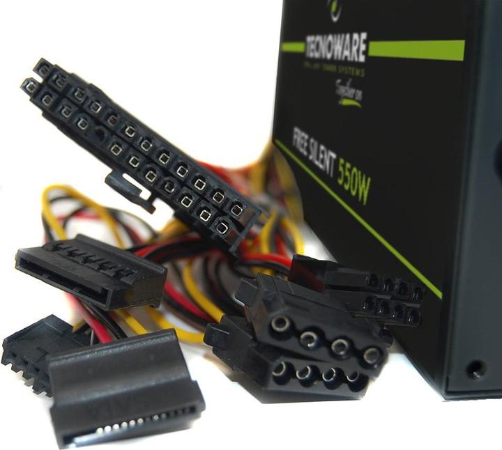 Actual product image Tecnoware ALIMENTATORE 550W 12CM FREE SILENT 2*SATA 2*MOLEX TOGHETER ON (550 W)