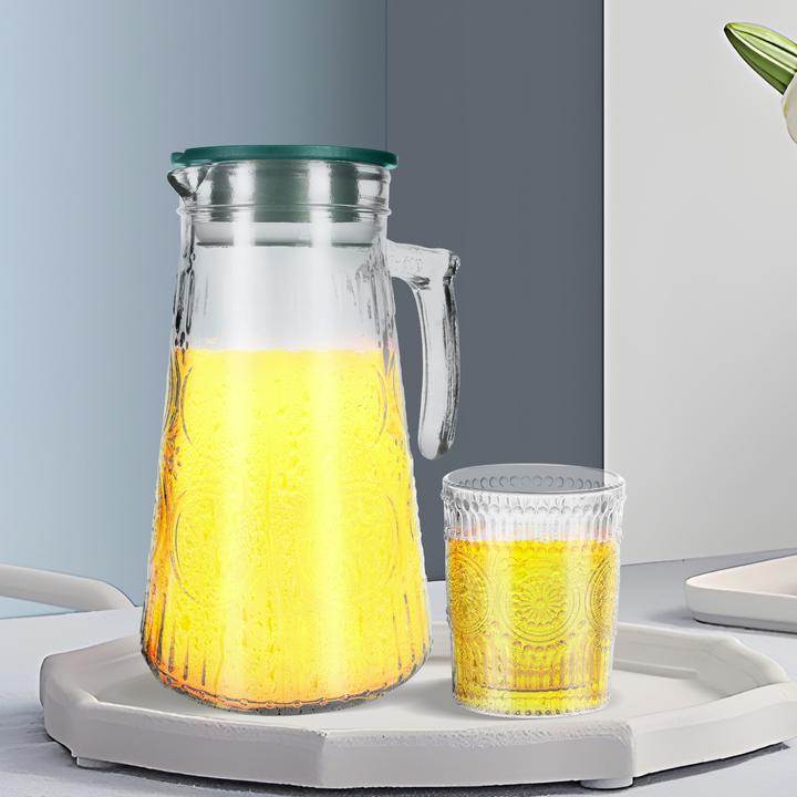 Produktbild Cheffinger Karaffe de Luxe / 4 Gläser Blumenmuster