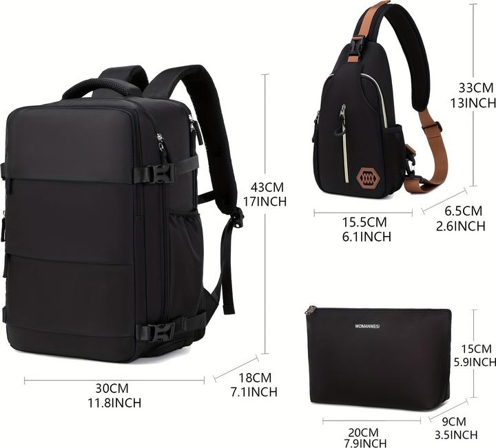 Produktbild PhoneLook Reiserucksack für Flugreisen mit Laptop- und Schuhfach sowie USB-Anschluss