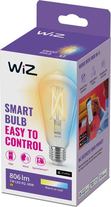 Actual product image WiZ Smart Filament (E27, 6.70 W, 806 lm, 1 x, E)