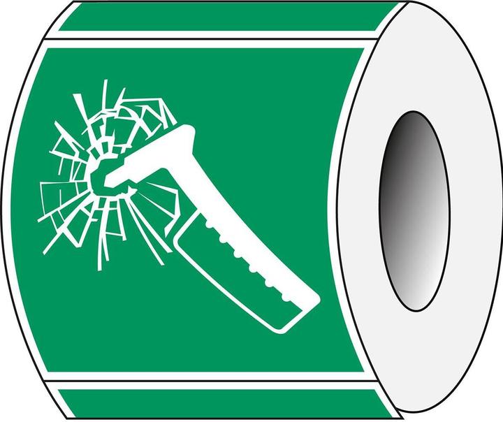 Image du produit Brady E/E025/NT/FLO-500X500-1, B-7538, Étiquette de sécurité ISO - Marteau d'urgence, laminé