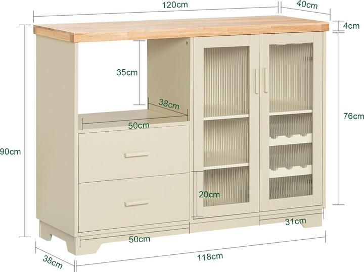 Actual product image SoBuy Sideboard with 2 glass doors (120 x 40 x 90 cm)