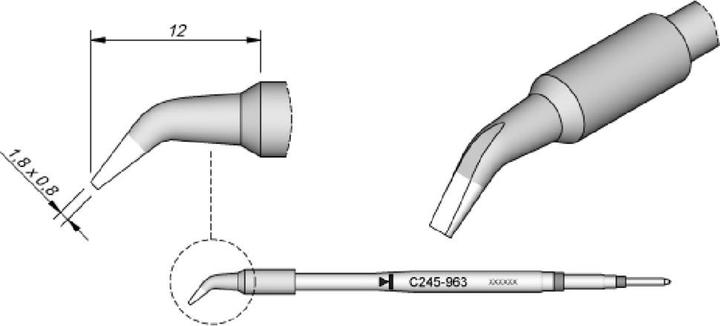 Produktbild JBC Lötspitze Serie C245 Meisselform, C245963/1,8 x 0,8 mm, gebogen