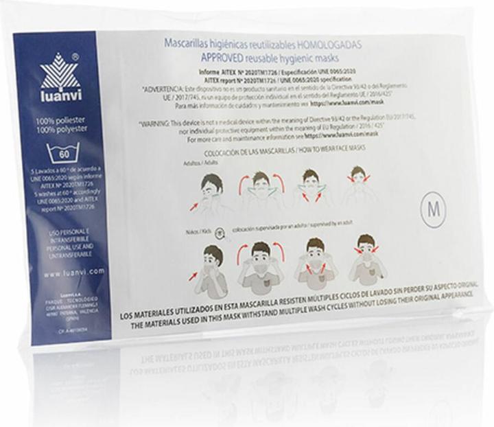 Actual product image Luanvi Reusable fabric hygiene mask Beard size M Pack of 3 units (3 x)