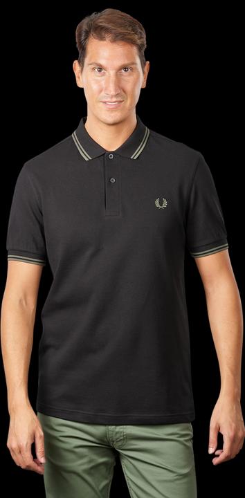 Fred Perry Twin Tipped Polo Shirt Short Sleeve Black/Fieldgr (XXL)