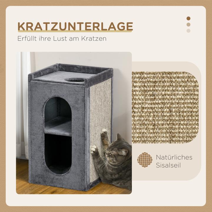 Produktbild PawHut Kratztonne mit Kratzmatte (81 cm, Grau)