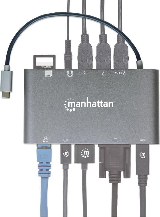 Produktbild Manhattan SuperSpeed USB-C to 7-in-1 Docking Station (Docking Port, 1 Ports)