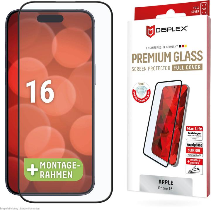 Displex Vetro Premium, vetro blindato Full Cover (1 Pezzo/i, Apple iPhone 16)