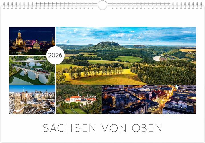 Produktbild Kalender Sachsen von oben 2026 - Luftaufnahmen (45 x 30 cm, Deutsch)