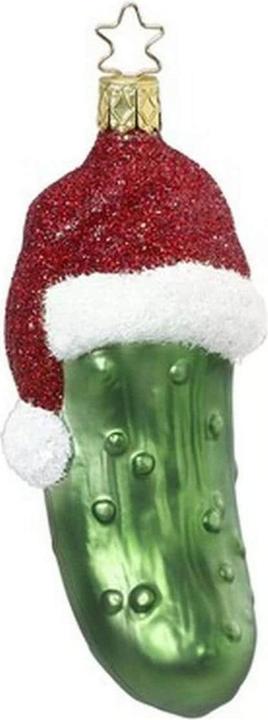 Actual product image Inge Glas Christmas decoration cucumber with cap 12 cm, green/red (1 -part)