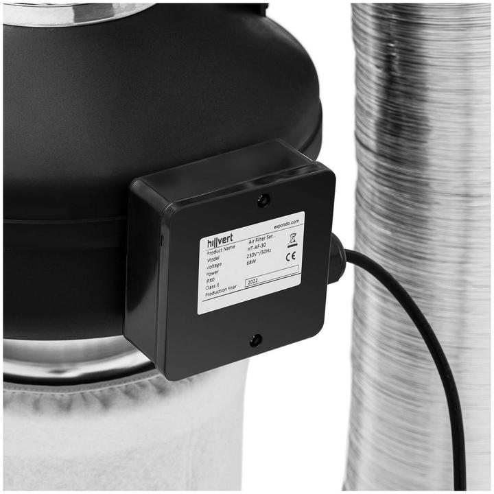Produktbild Hillvert Abluftset Aktivkohlefilter 30 cm, Rohrventilator, Abluftschlauch 249,6 m³/h
