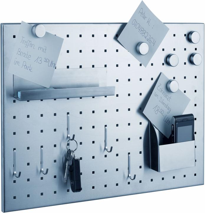 Alco Magnettafel Edelstahl gelocht gebürstet 50x35cm silber inkl. Zubehör (Magnettafel, 50 x 35 cm)