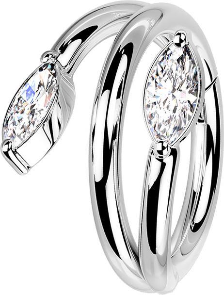 Produktbild Star Piercing Micro Segmentring klappbar silber Rebe mit Kristall (Chirurgenstahl 316L, ohne Messing)