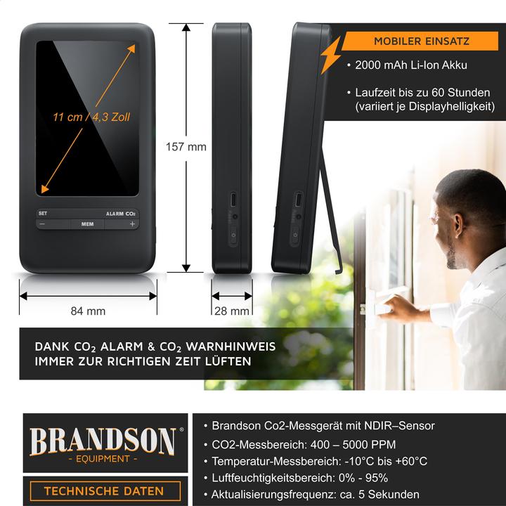 Actual product image Brandson CO2 meter
