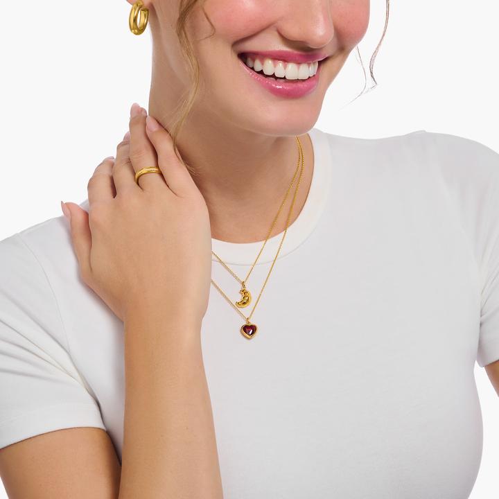 Produktbild Thomas Sabo Kette mit dunkelrotem Herz-Anhänger vergoldet (925er Silber, 38 - 45 cm)