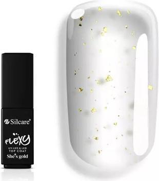 Immagine prodotto Silcare Flexy She'S Gold Top Coat Preparazione per unghie con particelle d'oro 4,5 G (Oro, Topcoat)