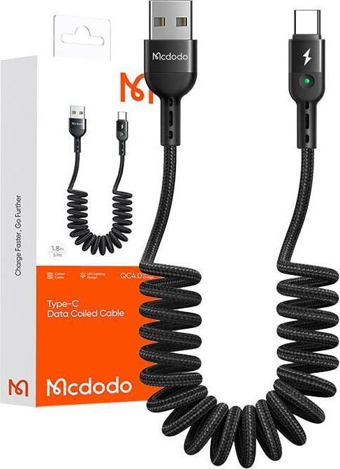 Produktbild Mcdodo USB Spring Cable to USB-C Omega CA-6420 1.8m (Black) (1.80 m, USB 3.0)