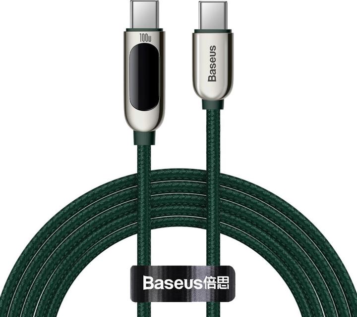 Produktbild Baseus Display Fast Charging Data Cable Type-C to Type-C 100W 2m Green (2 m, USB 2.0)