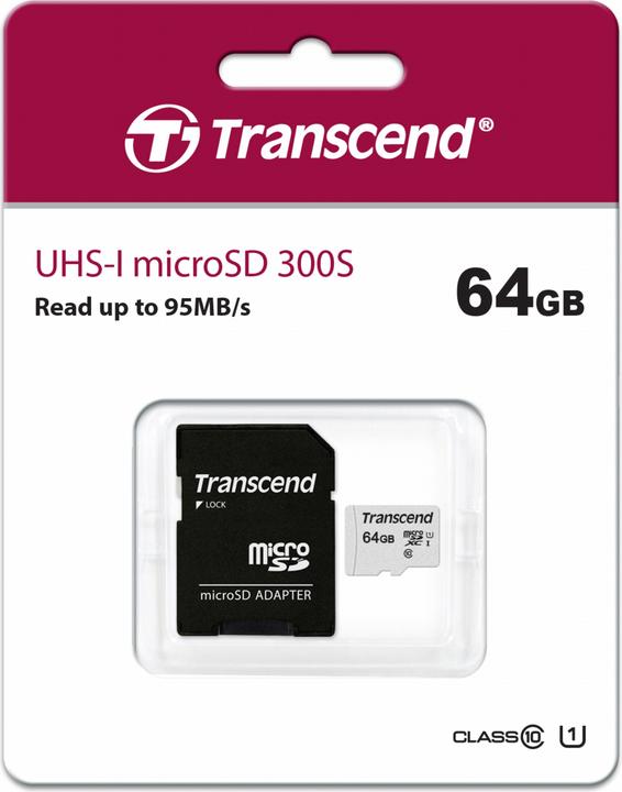 Actual product image Transcend 300S (64 GB, microSDXC, U1, UHS-I)