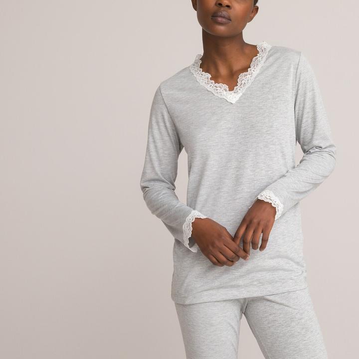 Actual product image La Redoute Collections Pyjamas with lace (42)