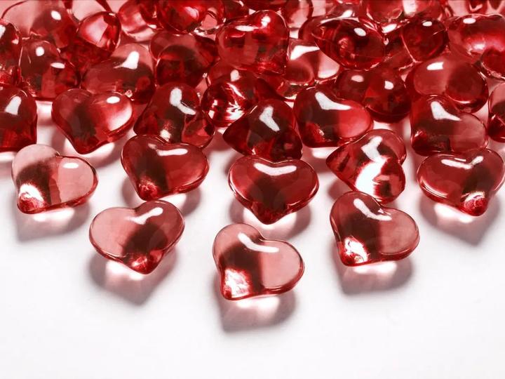Actual product image Partydeco Crystal hearts, red, 21mm (1 pkt / 30 pc.)