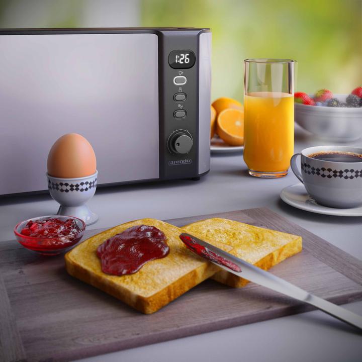 Image du produit Arendo Grille-pain en acier inoxydable 2 tranches à fente longue, écran avec indication du temps restant