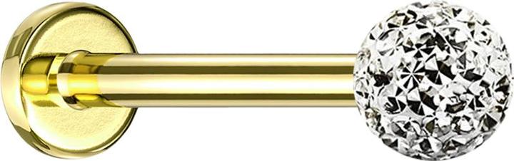 Immagine prodotto Star Piercing Micro labret placcato oro con strato protettivo epossidico in argento a forma di sfera di cristallo (Titanio G23, senza ottone)