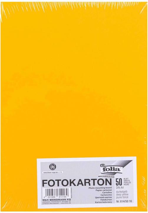 Folia Photo cardboard A4, dark yellow, 50 pieces (300 g/m², 1 x)