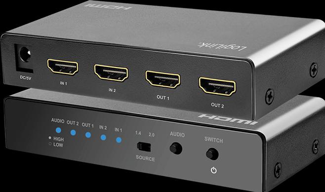 Produktbild LogiLink HDMI-Switch, 2x2-Port, bidirekt, 4K/60 Hz, EDID, HDCP, HDR, Downscaler