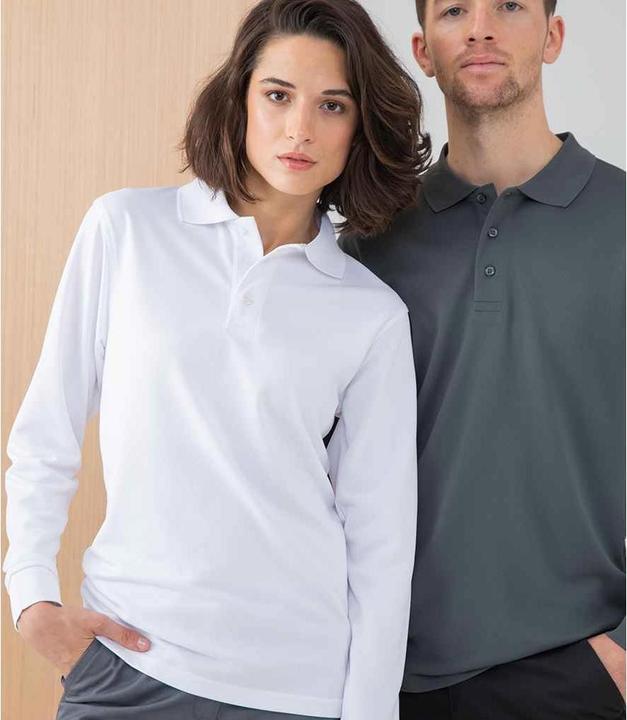 Actual product image Henbury Adults Unisex Long Sleeve Coolplus Piqu Polo Shirt (XXS)