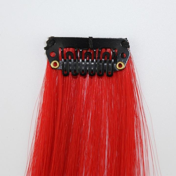 Image du produit JTI pièce Extensions de cheveux synthétiques de différentes couleurs (Orange foncé, Bleu, Pourpre, Marron, Rouge, Orange clair, Jaune et vert, 50 cm)