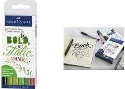 Actual product image Faber-Castell Pitt Art Pen Handlettering (Green, 6 x)