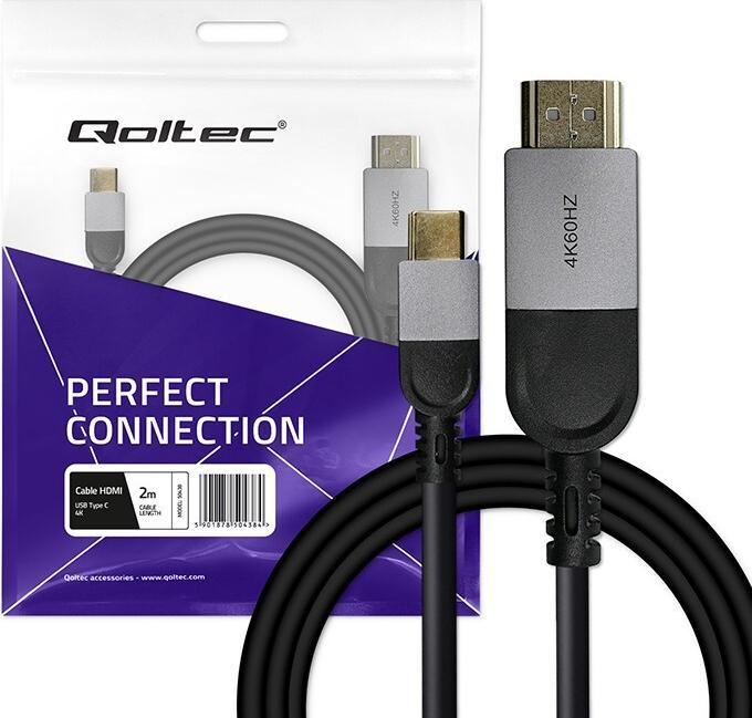 Actual product image Qoltec USB-C zu HDMI 4K Kabel 60Hz 32AWG 2m (2 m, HDMI)