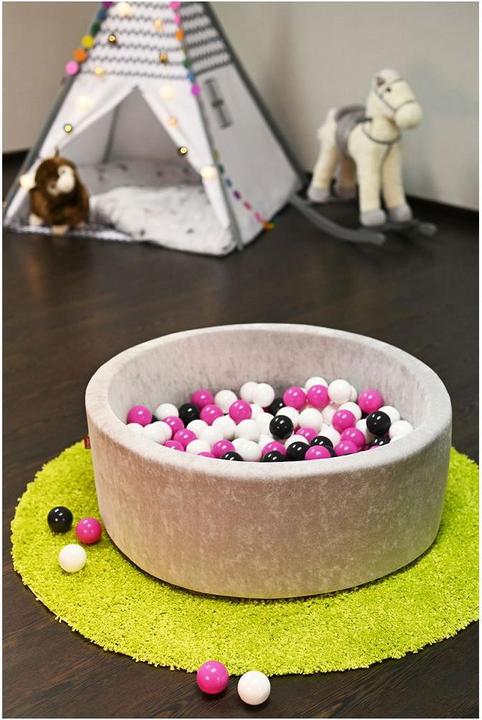 Image du produit Knorrtoys Piscine à balles soft - "Grey" - 300 balls creme/grey/rose (ca. 6cm diamètre)