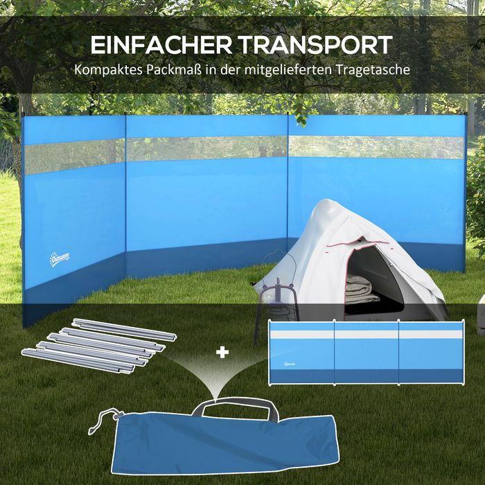 Produktbild Swisshandel24 Windschutz mit Sichtfenster und Tragetasche, Stahlstangen, 440x140cm, Blau (440 cm)