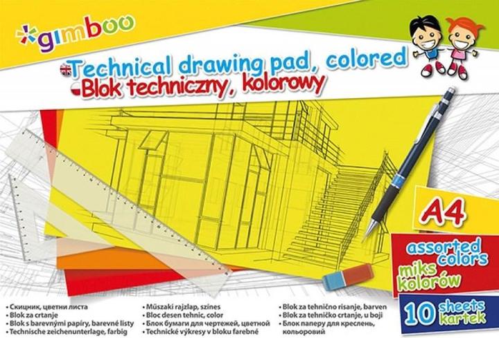 Produktbild Gimboo Technischer zeichenblock, a4, 10 blatt, 150 g/m?, verschiedene farben (A4)