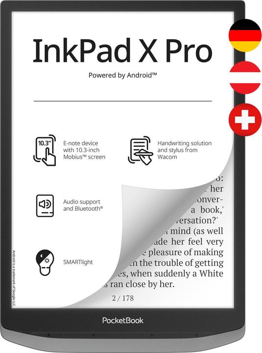 PocketBook InkPad X Pro DACH-Version (10.30", 32 GB, Mist Grey)