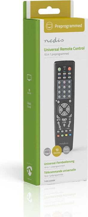 Actual product image Nedis Universal remote control Pre-programmed 10 devices Memory buttons/TV Guide button Infrared Weakness (Universal remote control, Infrared)