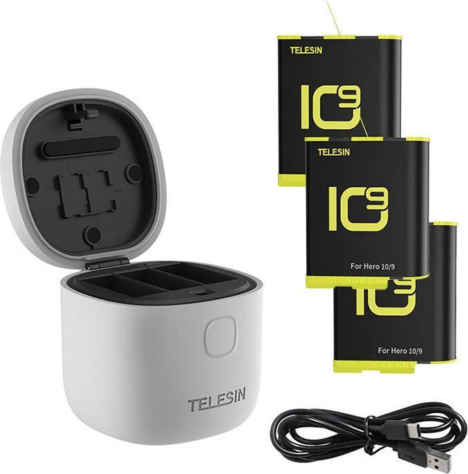 Immagine prodotto Telesin Caricabatterie impermeabile a 3 slot Allin box per GoPro Hero 9 / Hero 10 + 3 batterie (GoPro Hero 9)