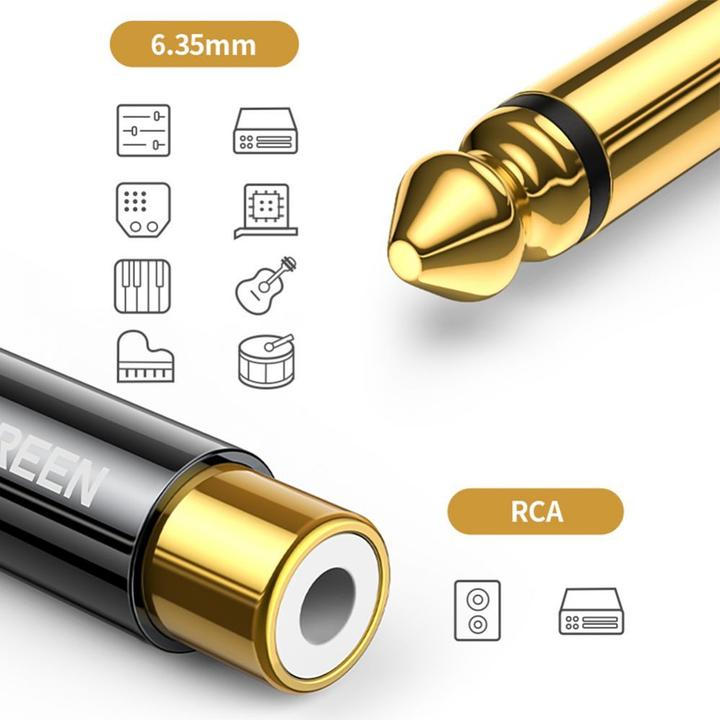 Actual product image Ugreen 6.35 mm jack plug to RCA cinch socket adapter (Jack adapter)