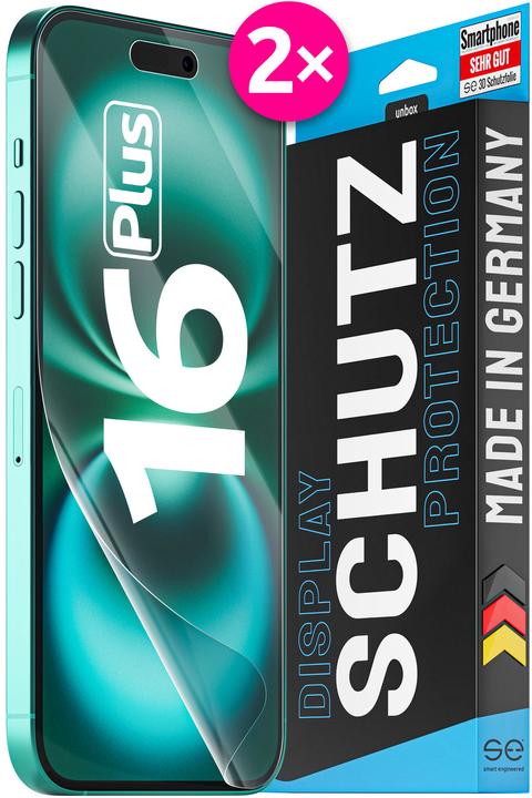 Produktbild Smart Engineered se 3D Schutzfolie Apple iPhone 16 Plus (VPE 2) (2 Stück, Apple iPhone 16 Plus)