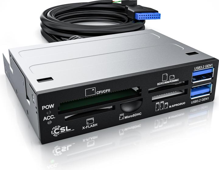 Actual product image CSL Multi front panel card reader (19-pin, Internal USB 2.0 Motherboard)