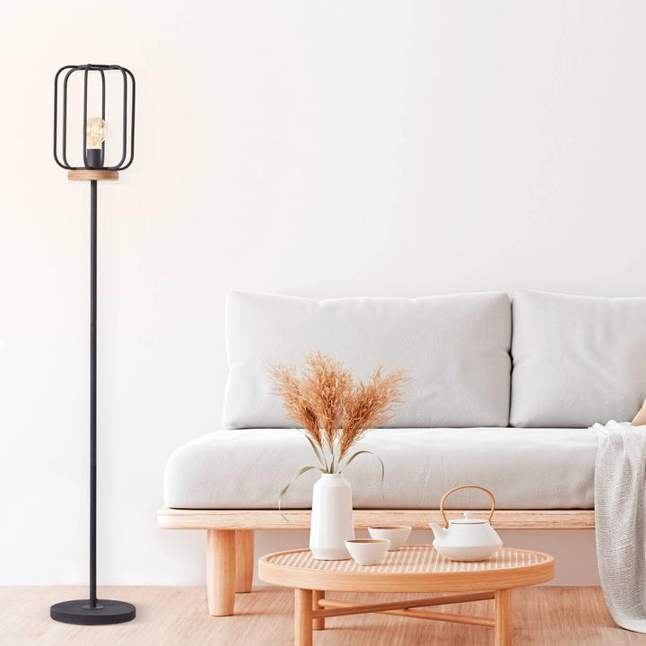 Productafbeelding Brilliant Tosh vloerlamp 1flg antiek hout/zwart korund (E27)
