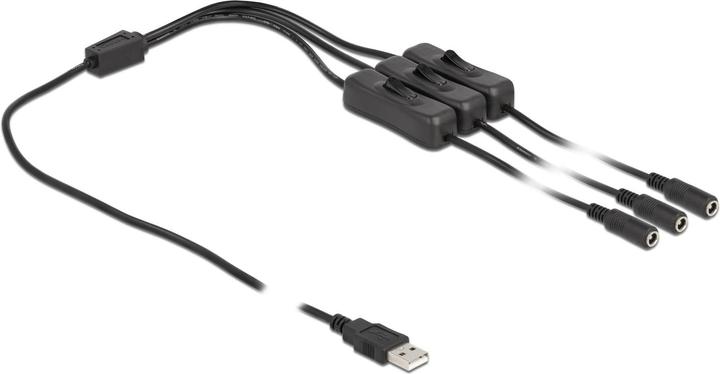 Actual product image Delock Cable USB type A plug to 3 x DC 5.5 x 2.1 mm socket with switch 1 m (1 m)