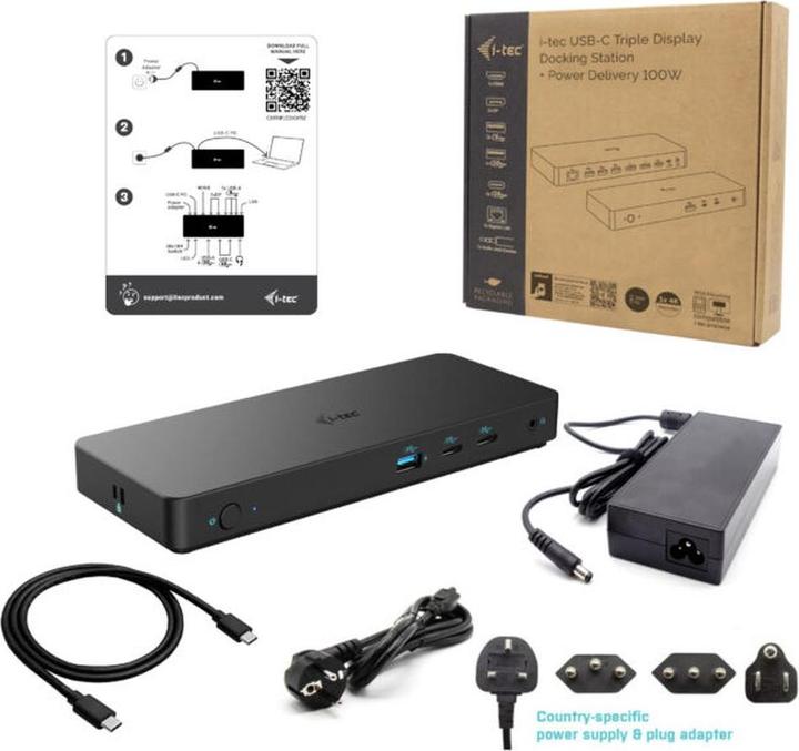 Actual product image i-tec USB-C Triple 4K Display Docking Station (USB-C, 9 Ports)