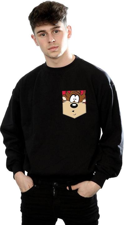 Actual product image Looney Tunes Mens Tasmanian Devil Face Faux Pocket Sweatshirt (3XL)