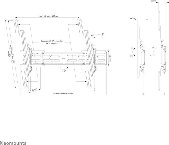 Produktbild Neomounts Select Screen Wall Mount (tilt (Wand, 110", 160 kg)